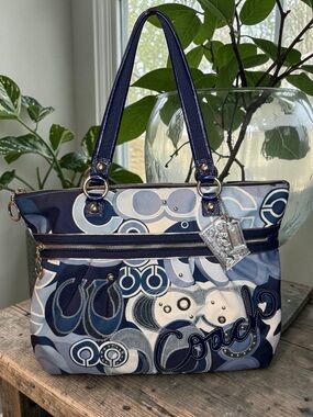 2010 Coach Poppy Glam Pop Denim Appliqué Tote